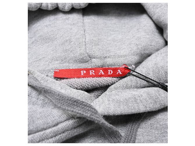 Sweatshirt com capuz Prada em algodão cinzento Cinza - vista 5