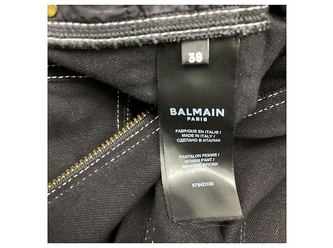 Tuta in denim scollo a V Balmain in cotone nero - vista 5