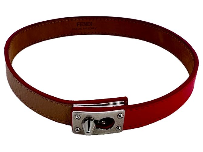 Bracciale a doppio giro Fendi in pelle multicolore - vista 2