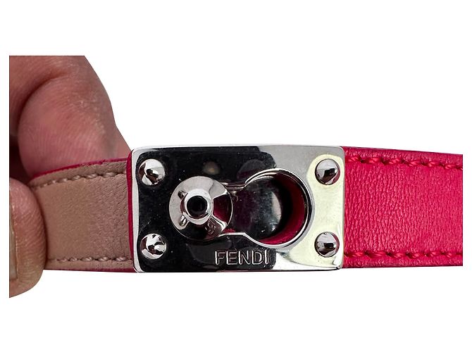 Bracciale a doppio giro Fendi in pelle multicolore - vista 3