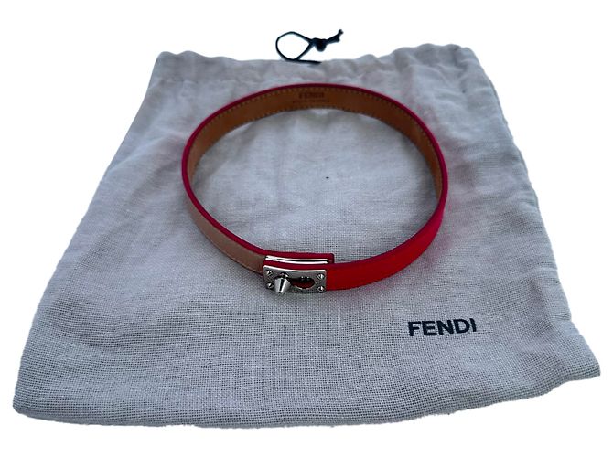 Bracciale a doppio giro Fendi in pelle multicolore - vista 8