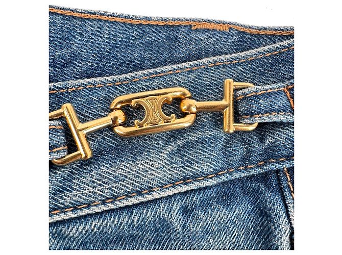 Céline Vaqueros acampanados Celine Dylan Triomphe con detalle de cadena en algodón azul - vista 4
