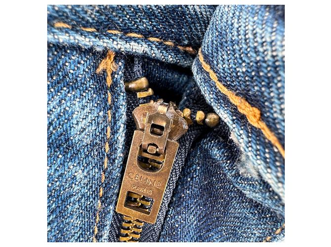 Céline Vaqueros acampanados Celine Dylan Triomphe con detalle de cadena en algodón azul - vista 9