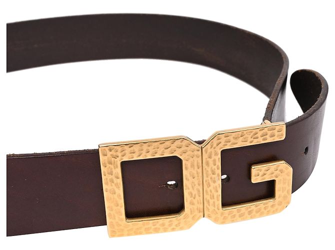 Dolce & Gabbana Dolce and Gabbana Logo DG tono oro in pelle marrone - vista 12