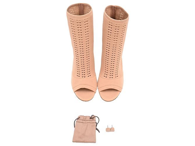 Gianvito Rossi Vires Open-Toe Stretch-Knit Stiefeletten aus nude Polyester - Ansicht 11