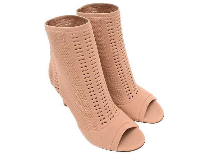 Gianvito Rossi Vires Open-Toe Stretch-Knit Stiefeletten aus nude Polyester - Ansicht 4
