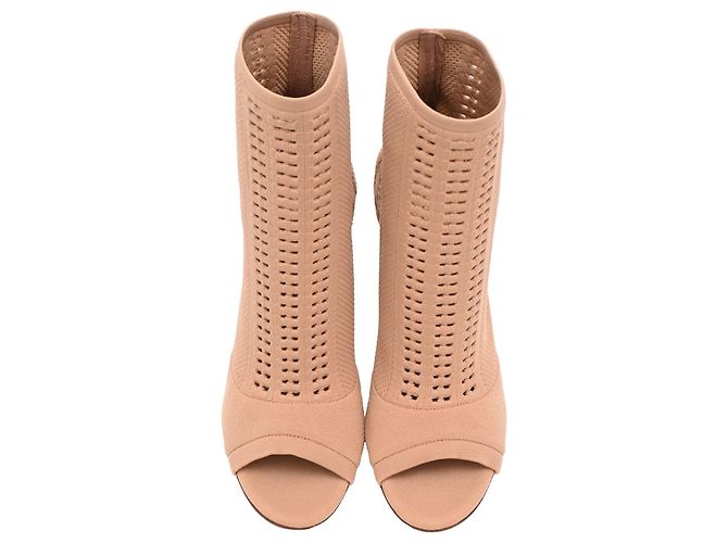 Gianvito Rossi Vires Open-Toe Stretch-Knit Stiefeletten aus nude Polyester - Ansicht 5