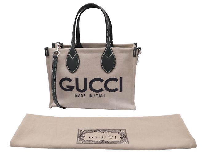 Gucci Small Logo-Print Tote Bag aus beigem Canvas - Ansicht 5