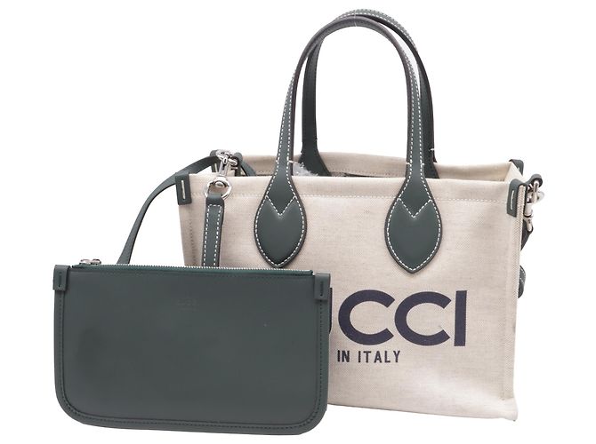Gucci Small Logo-Print Tote Bag aus beigem Canvas - Ansicht 6