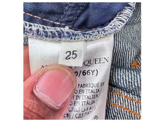 Vaqueros Boyfriend desgastados Alexander McQueen en algodón azul - vista 12