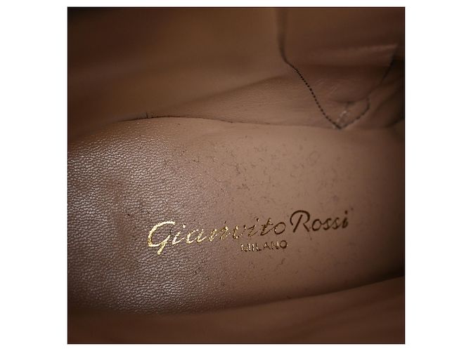 Stivaletti con punta rotonda Gianvito Rossi in velluto blu navy - vista 10