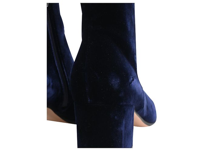 Stivaletti con punta rotonda Gianvito Rossi in velluto blu navy - vista 15