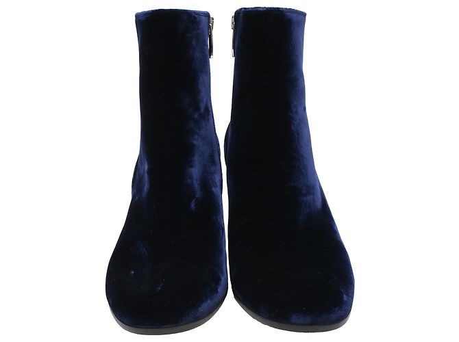 Stivaletti con punta rotonda Gianvito Rossi in velluto blu navy - vista 2