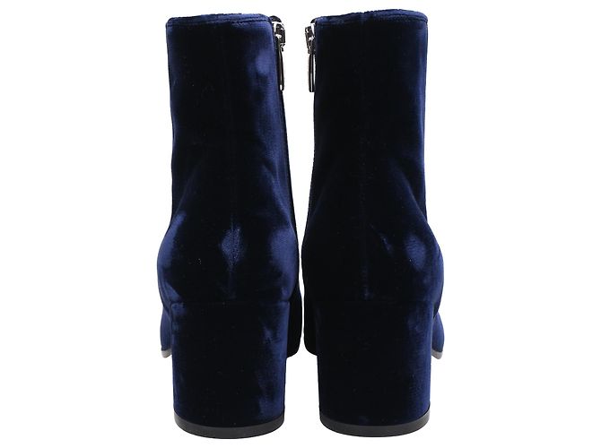 Stivaletti con punta rotonda Gianvito Rossi in velluto blu navy - vista 3