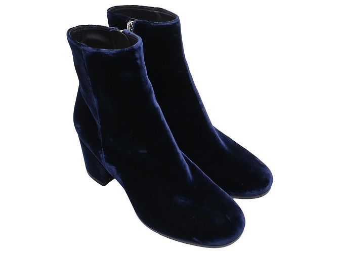 Stivaletti con punta rotonda Gianvito Rossi in velluto blu navy - vista 4