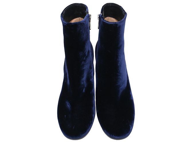 Stivaletti con punta rotonda Gianvito Rossi in velluto blu navy - vista 5