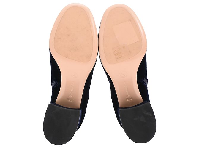 Stivaletti con punta rotonda Gianvito Rossi in velluto blu navy - vista 6