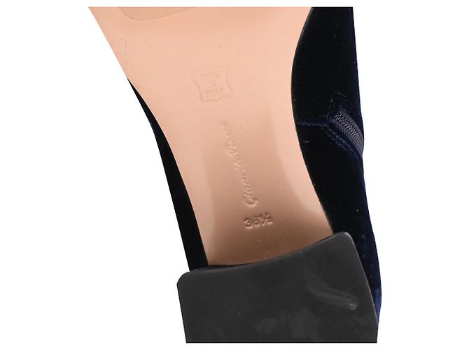 Stivaletti con punta rotonda Gianvito Rossi in velluto blu navy - vista 7