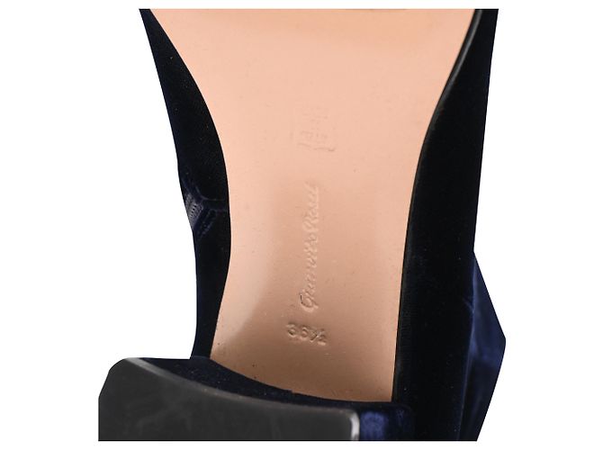 Stivaletti con punta rotonda Gianvito Rossi in velluto blu navy - vista 8