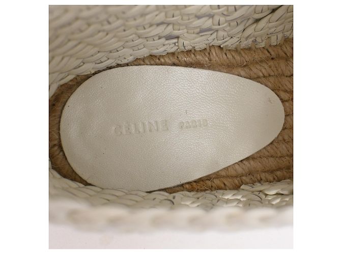Céline Stivaletti espadrillas intrecciati con lacci Celine in pelle bianca Bianco - vista 10