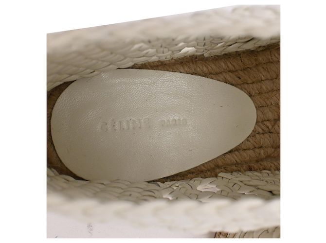 Céline Stivaletti espadrillas intrecciati con lacci Celine in pelle bianca Bianco - vista 11