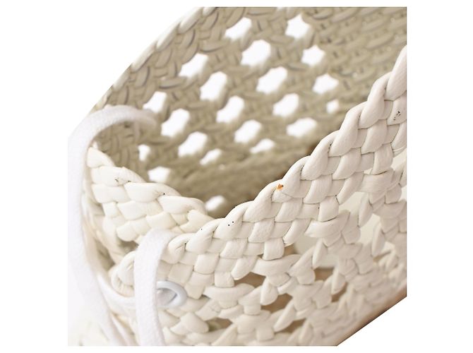 Céline Stivaletti espadrillas intrecciati con lacci Celine in pelle bianca Bianco - vista 12