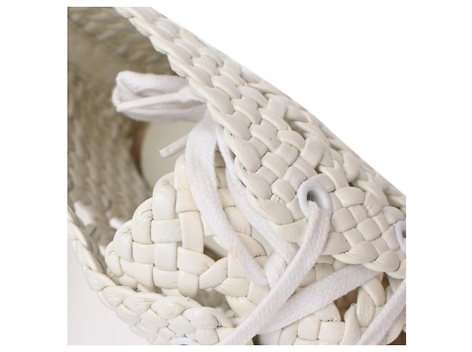 Céline Stivaletti espadrillas intrecciati con lacci Celine in pelle bianca Bianco - vista 13
