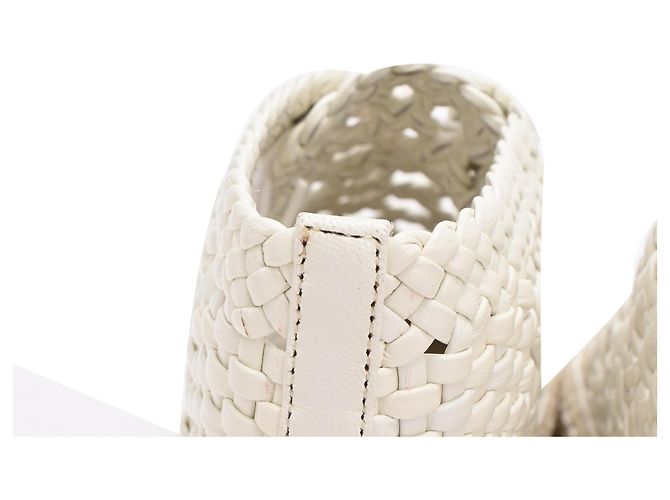 Céline Stivaletti espadrillas intrecciati con lacci Celine in pelle bianca Bianco - vista 14