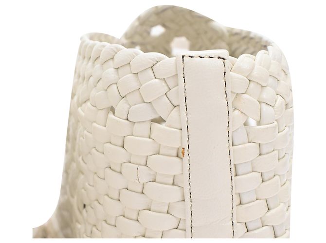 Céline Stivaletti espadrillas intrecciati con lacci Celine in pelle bianca Bianco - vista 15