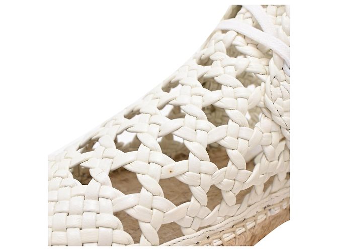 Céline Stivaletti espadrillas intrecciati con lacci Celine in pelle bianca Bianco - vista 17