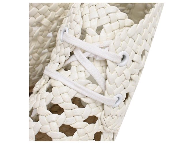Céline Stivaletti espadrillas intrecciati con lacci Celine in pelle bianca Bianco - vista 18