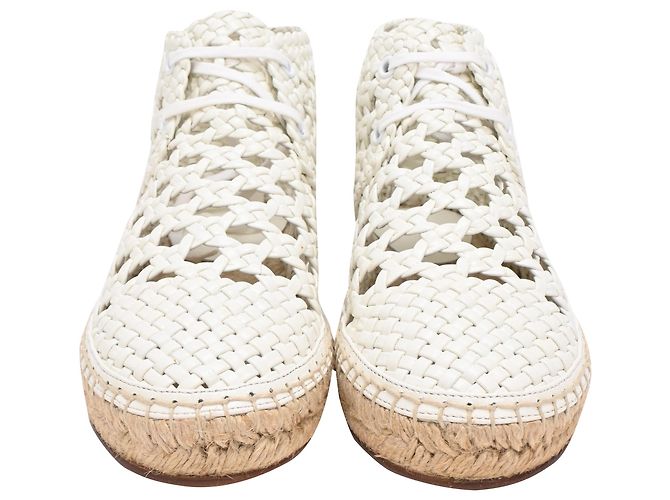 Céline Stivaletti espadrillas intrecciati con lacci Celine in pelle bianca Bianco - vista 2