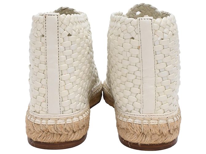 Céline Stivaletti espadrillas intrecciati con lacci Celine in pelle bianca Bianco - vista 3