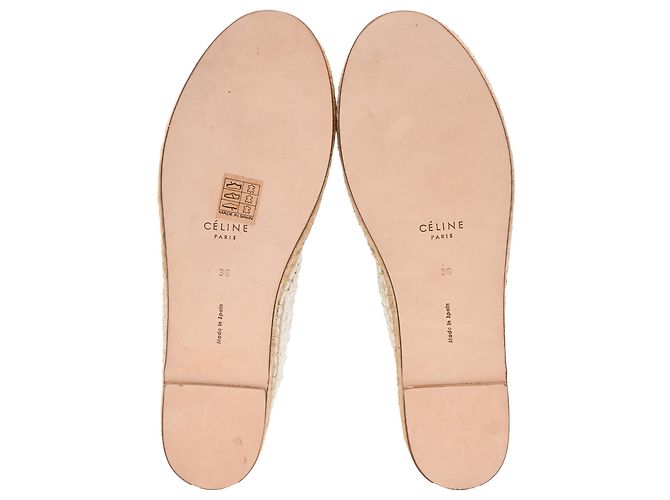 Céline Stivaletti espadrillas intrecciati con lacci Celine in pelle bianca Bianco - vista 6