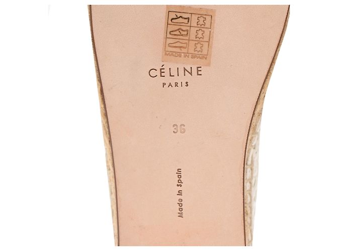 Céline Stivaletti espadrillas intrecciati con lacci Celine in pelle bianca Bianco - vista 8
