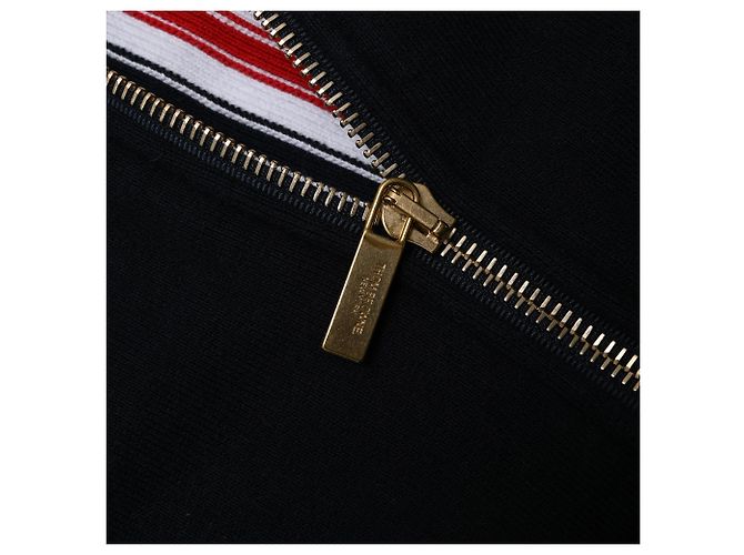 Felpa con cappuccio e zip Loopback Thom Browne in cotone blu navy - vista 12