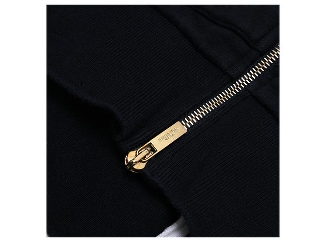 Felpa con cappuccio e zip Loopback Thom Browne in cotone blu navy - vista 13