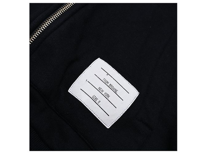 Felpa con cappuccio e zip Loopback Thom Browne in cotone blu navy - vista 14