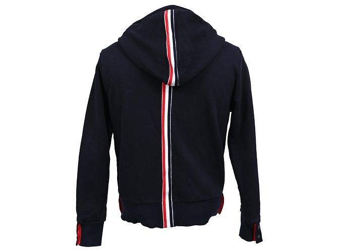 Felpa con cappuccio e zip Loopback Thom Browne in cotone blu navy - vista 3