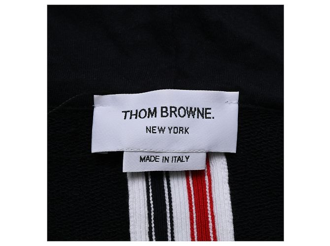 Felpa con cappuccio e zip Loopback Thom Browne in cotone blu navy - vista 4