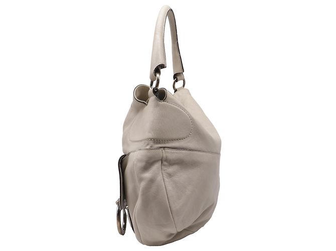 Borsa Hobo Gancini con tasca Salvatore Ferragamo in pelle beige - vista 3