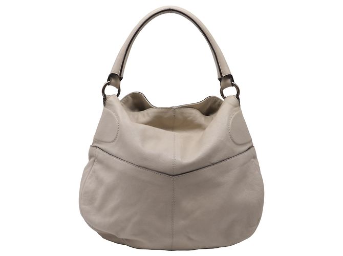 Borsa Hobo Gancini con tasca Salvatore Ferragamo in pelle beige - vista 4