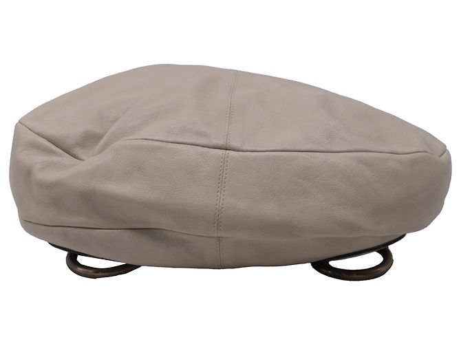 Borsa Hobo Gancini con tasca Salvatore Ferragamo in pelle beige - vista 5