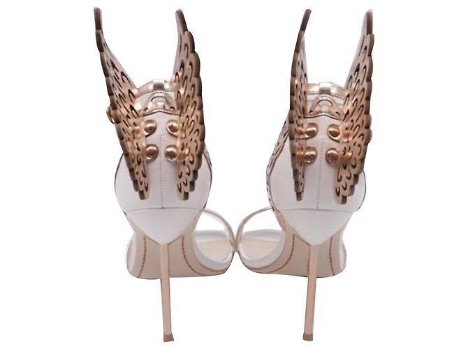 Sandali con tacco Sophia Webster Evangeline con dettaglio ala in pelle Rose Gold D'oro Metallico - vista 5