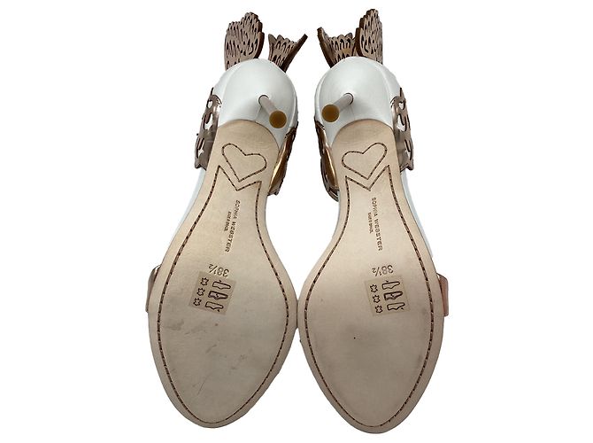 Sandali con tacco Sophia Webster Evangeline con dettaglio ala in pelle Rose Gold D'oro Metallico - vista 8