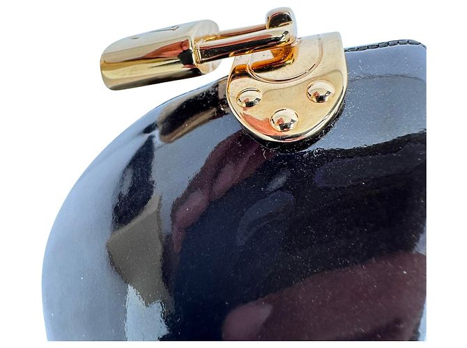 Décolleté aperte Louis Vuitton con dettaglio lucchetto e ritagli in pelle verniciata nera Nero - vista 18