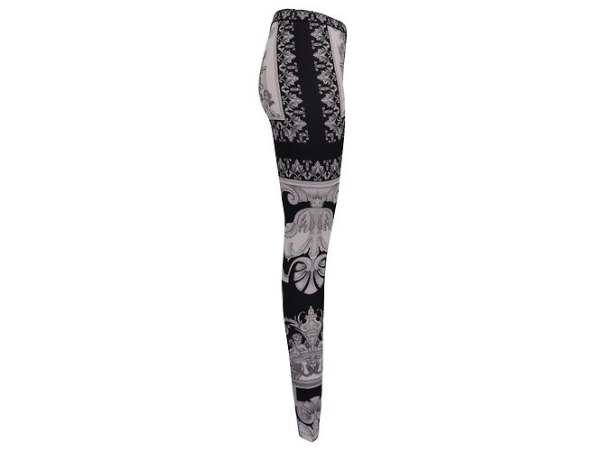 Leggings Versace con stampa Barocco in poliammide bianco e nero - vista 2