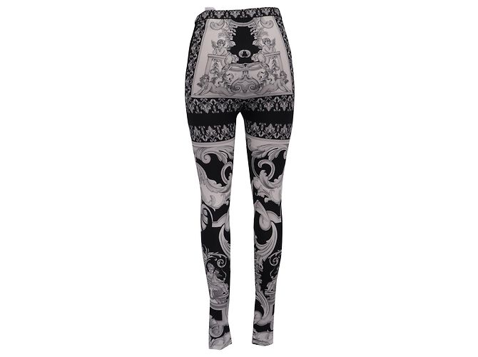 Leggings Versace con stampa Barocco in poliammide bianco e nero - vista 3