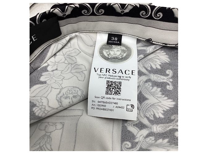 Leggings Versace con stampa Barocco in poliammide bianco e nero - vista 7