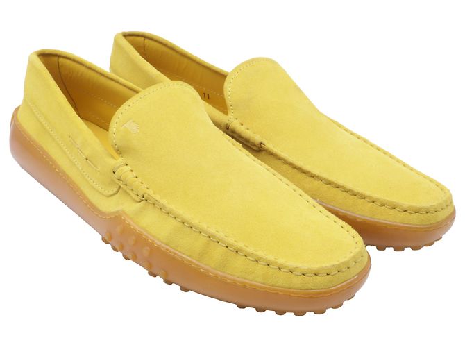Mocassini Tod's in suede giallo con suola in gomma - vista 3